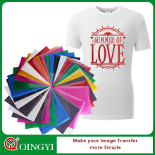 Folhas de vinil adesivo Qing yi glitter para camisetas